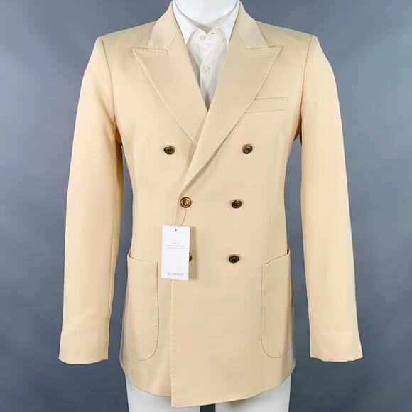 AMI by ALEXANDRE MATTIUSSI Size 34 Beige Wool Twill Double Breasted Sport Coat - Picture 1 of 10